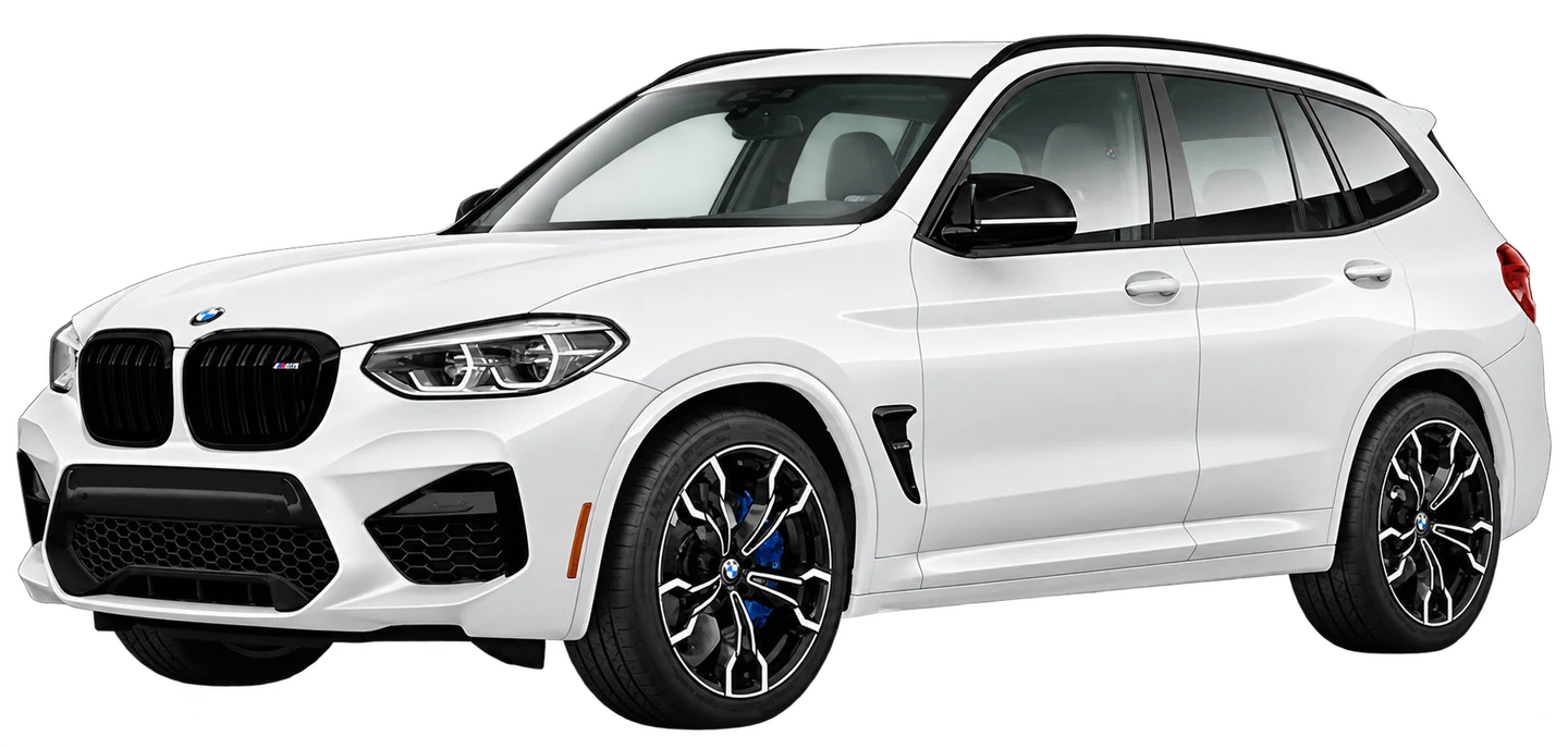 BMW X5 bianca vista di tre quarti