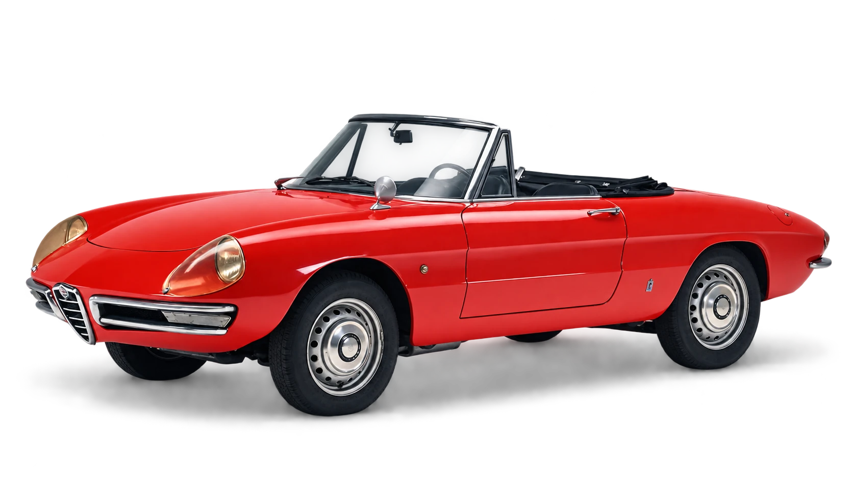 Alfa Romeo Duetto rossa vista di tre quarti