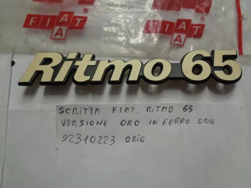 Scritta "Ritmo 65" Versione Oro In Ferro Fiat Ritmo 65