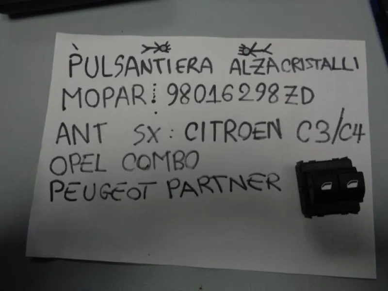 Interruttore Alzacristalli Anteriore Sinistro Citroen C3, C4,Opel Combo, Peugeot Partner, Traveller