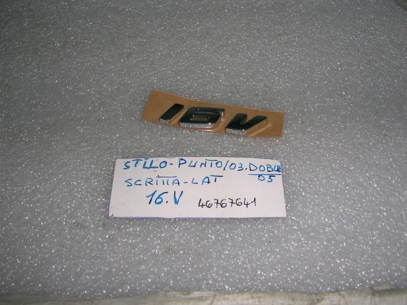 Scritta Laterale Cromata '' 16.V'' Fiat Stilo-Fiat Punto 03'-Fiat Doblò