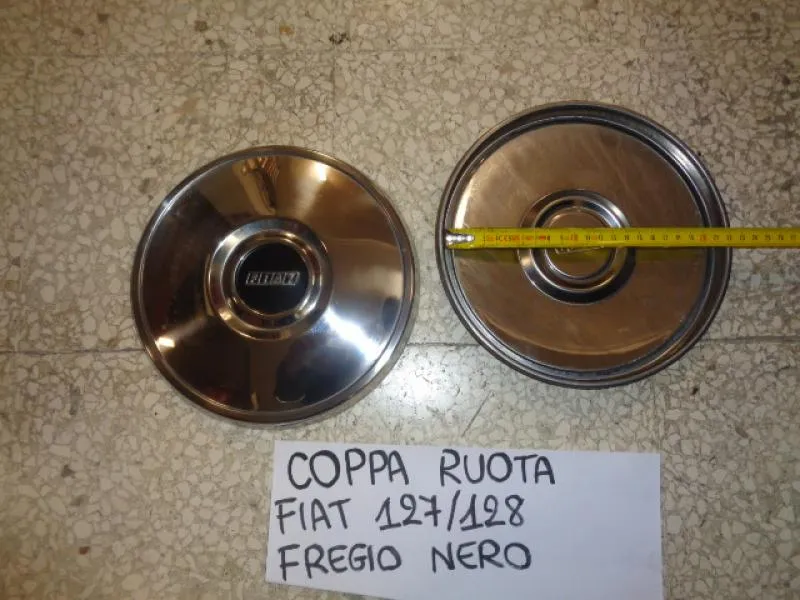 Coppa Ruota Cromata Fregio Nero Fiat 127/128