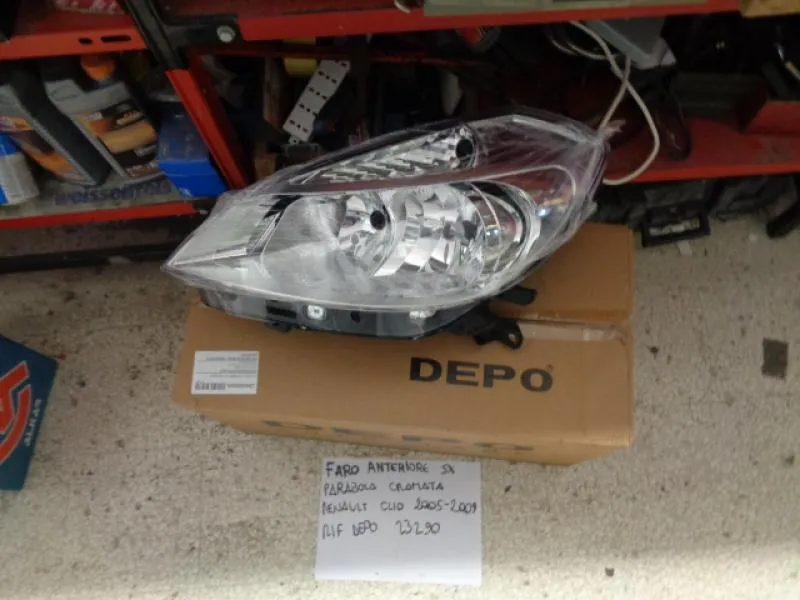 Faro Anteriore Sinistro Parabola Cromata Renault Clio 2005-2009