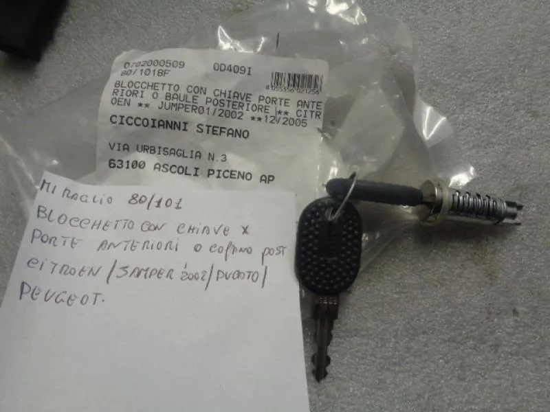 Cilindretto Maniglia Porta Anteriore E Posteriore Fiat Ducato,Citroen Jumper, Peugeot Boxer 2002-2006