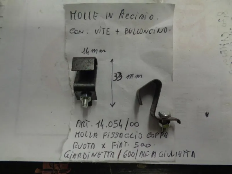 Molle In Acciaio Con Vite Piu Bullone Per Fissaggio Coppa Ruota Per Fiat 500  - Giardinetta - Alfa Giulietta  -