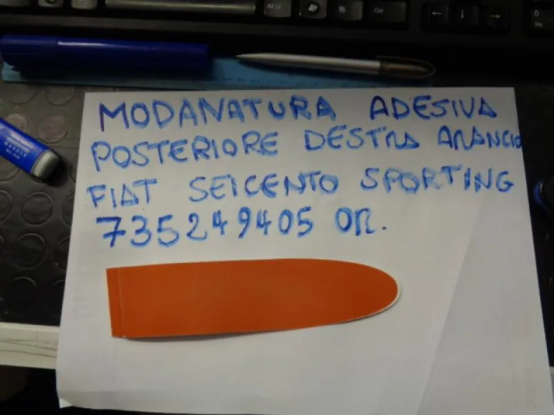 Modanatura Adesiva Parafango Posteriore Destro Arancio Fiat Seicento Sporting