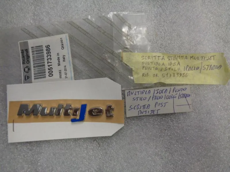 Scritta Posteriore Multijet Per Fiat Panda 2003-2012, Punto 2003-2010, Multipla, Idea, Palio, Doblò , Strada