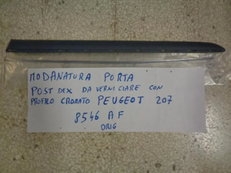 Modanatura Porta Posteriore Destra Da Verniciare Con Profilo Cromato Peugeot 207