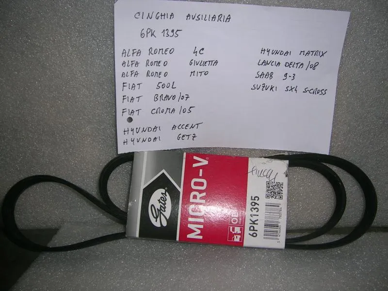 Cinghia Ausiliaria Alfa Romeo Giulietta, Mito,Fiat 500 L, Bravo2007,Croma 2005,Lancia Delta