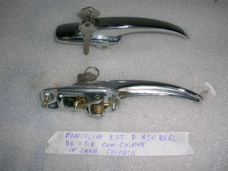 Maniglia Esterna Destro e Sinistra Con Chiave In Zama Cromata Fiat 850 Berlina