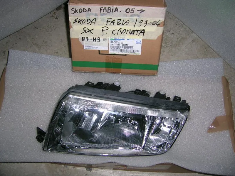 Proiettore Sinistro Parabola Cromata Skoda Fabia 2000-2006