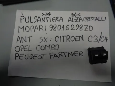Interruttore Alzacristalli Anteriore Sinistro Citroen C3, C4,Opel Combo, Peugeot Partner, Traveller