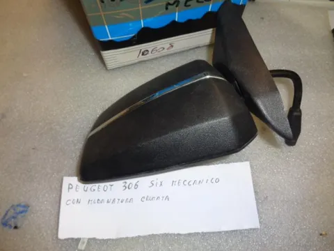 Specchio Retrovisore Sinistro Meccanico Nero Con Modanatura Cromata Peugeot 306